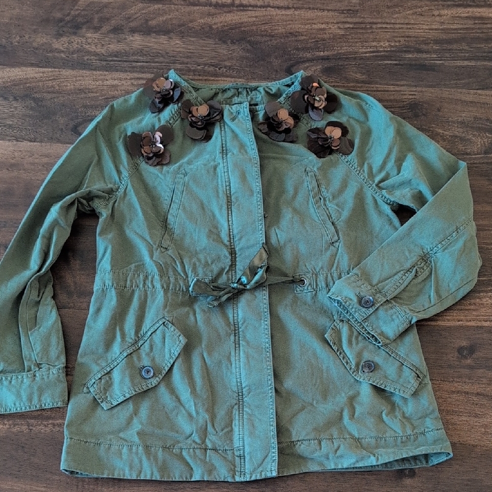 Banana Republic Green Jacket with Floral Accents
